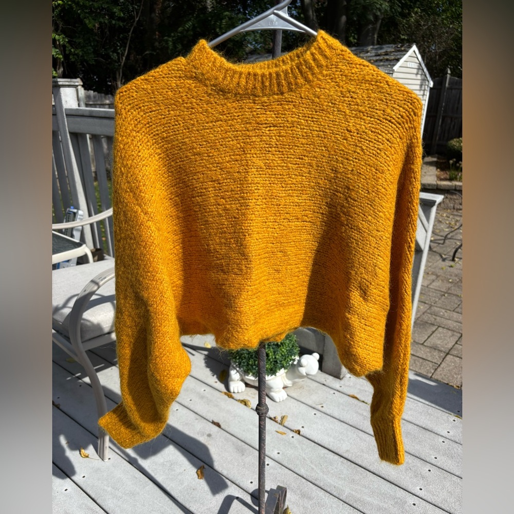 Wilfred Free Aritzia Mustard Yellow Lolan Crop Sweater S Wool Alpaca Soft Cozy